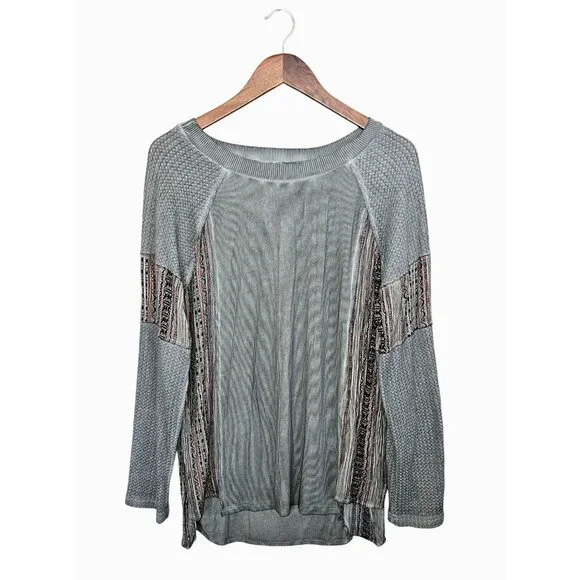 POL Oversized Patchwork Knit Tunic Top S Boho Festival - Picture 3 of 8